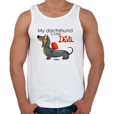 PRINTFASHION "My dachshund is a little DEVIL" - Férfi atléta - Fehér atléta, trikó