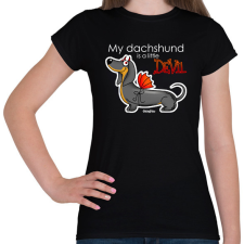 PRINTFASHION "My dachshund is a little DEVIL" - Női póló - Fekete női póló
