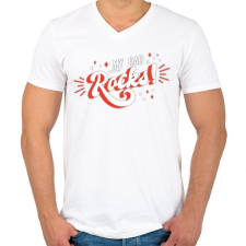 PRINTFASHION My dad rocks - Férfi V-nyakú póló - Fehér férfi póló