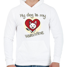 PRINTFASHION My dog is my valentine  - Férfi kapucnis pulóver - Fehér