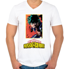 PRINTFASHION My Hero Academia - Férfi V-nyakú póló - Fehér férfi póló