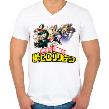 PRINTFASHION My hero academia - Férfi V-nyakú póló - Fehér férfi póló