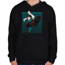 PRINTFASHION My Hero Academia Izuku Midoriya - Gyerek kapucnis pulóver - Fekete gyerek pulóver, kardigán