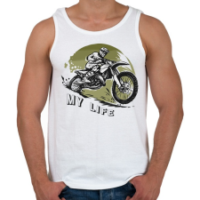 PRINTFASHION My life - Motoros minta - Férfi atléta - Fehér atléta, trikó