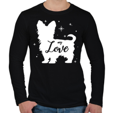 PRINTFASHION My love- Yorkie - Férfi hosszú ujjú póló - Fekete