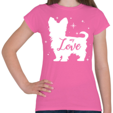 PRINTFASHION My love- Yorkie - Női póló - Rózsaszín
