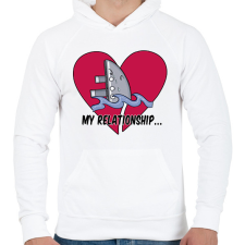 PRINTFASHION My relationship - Férfi kapucnis pulóver - Fehér férfi pulóver, kardigán