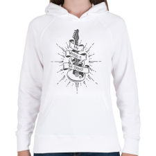 PRINTFASHION My world is six strings - Női kapucnis pulóver - Fehér női pulóver, kardigán