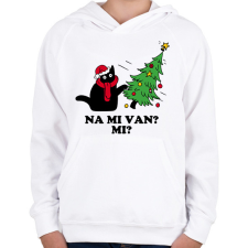PRINTFASHION Na mi van cica karácsony - Gyerek kapucnis pulóver - Fehér gyerek pulóver, kardigán