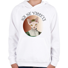 PRINTFASHION Na ne viccelj - Cicás - Gyerek kapucnis pulóver - Fehér gyerek pulóver, kardigán