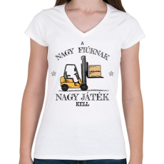 PRINTFASHION Nagy fiúknak nagy játék - Női V-nyakú póló - Fehér