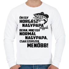 PRINTFASHION Nagypapa horgász - Férfi pulóver - Fehér férfi pulóver, kardigán
