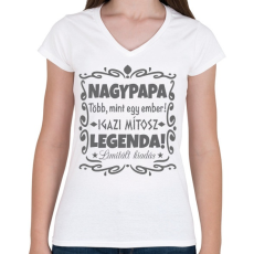 PRINTFASHION Nagypapa legenda - Női V-nyakú póló - Fehér