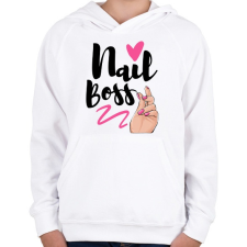 PRINTFASHION Nail Boss - Gyerek kapucnis pulóver - Fehér gyerek pulóver, kardigán