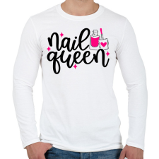 PRINTFASHION Nail Queen - Férfi hosszú ujjú póló - Fehér férfi póló