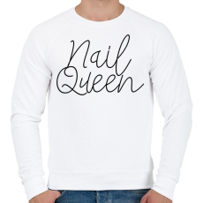 PRINTFASHION Nail Queen - Műkörmös design - Férfi pulóver - Fehér
