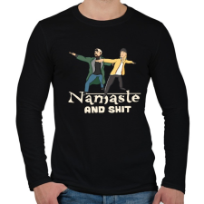 PRINTFASHION namastee and shit - Férfi hosszú ujjú póló - Fekete férfi póló