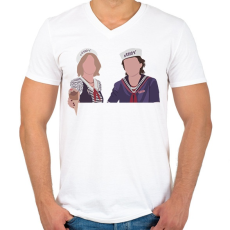 PRINTFASHION Nancy&Steve ST - Férfi V-nyakú póló - Fehér