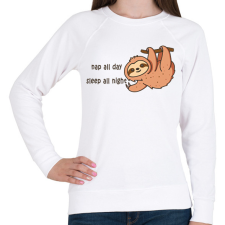 PRINTFASHION Nap all day Sleep all night lajhár - Női pulóver - Fehér női pulóver, kardigán