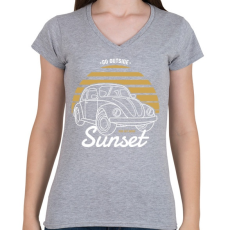 PRINTFASHION Naplemente - Női V-nyakú póló - Sport szürke