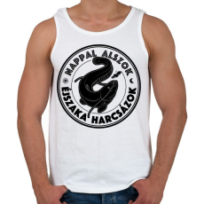 PRINTFASHION Nappal Alszok, Ejszaka Horgaszok - Férfi atléta - Fehér