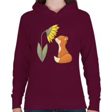 PRINTFASHION Napraforgót szagoló róka - Női kapucnis pulóver - Bordó