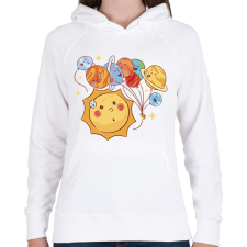 PRINTFASHION Naprendszer - Női kapucnis pulóver - Fehér női pulóver, kardigán