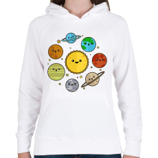 PRINTFASHION Naprendszer - Női kapucnis pulóver - Fehér