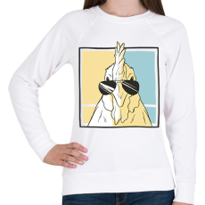 PRINTFASHION Napszemüveges csirke - Női pulóver - Fehér
