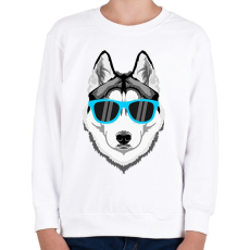 PRINTFASHION Napszemüveges Husky - Gyerek pulóver - Fehér