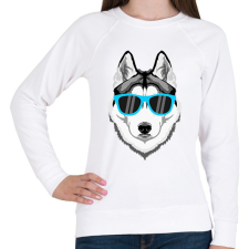 PRINTFASHION Napszemüveges Husky - Női pulóver - Fehér női pulóver, kardigán