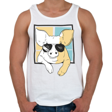 PRINTFASHION Napszemüveges malac - Férfi atléta - Fehér