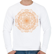 PRINTFASHION Narancs színű mandala - Férfi pulóver - Fehér férfi pulóver, kardigán