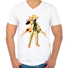 PRINTFASHION Naruto Kurama mód - Férfi V-nyakú póló - Fehér