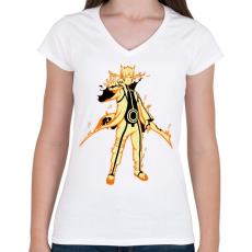 PRINTFASHION Naruto Kurama mód - Női V-nyakú póló - Fehér