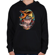 PRINTFASHION Naruto Kyuubi - Gyerek kapucnis pulóver - Fekete