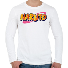 PRINTFASHION Naruto logo - Férfi hosszú ujjú póló - Fehér férfi póló