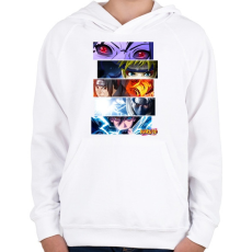PRINTFASHION NARUTO montage - Gyerek kapucnis pulóver - Fehér