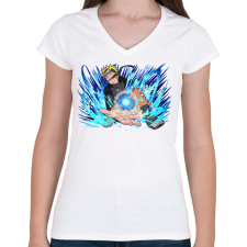 PRINTFASHION Naruto Rasengan - Női V-nyakú póló - Fehér női póló