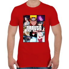 PRINTFASHION Naruto Shippuuden - Férfi póló - Piros