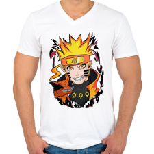 PRINTFASHION Naruto Uzumaki - Férfi V-nyakú póló - Fehér férfi póló