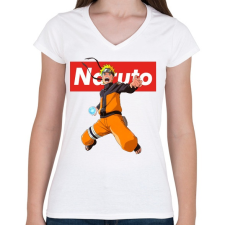 PRINTFASHION Naruto Uzumaki Rasengan - Női V-nyakú póló - Fehér női póló