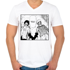 PRINTFASHION Naruto vs Sasuke - Férfi V-nyakú póló - Fehér