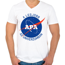 PRINTFASHION Nasa Apa - Férfi V-nyakú póló - Fehér