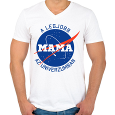 PRINTFASHION Nasa Mama - Férfi V-nyakú póló - Fehér