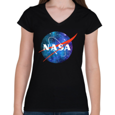 PRINTFASHION nasa - Női V-nyakú póló - Fekete