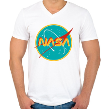 PRINTFASHION Nasa retro - Férfi V-nyakú póló - Fehér férfi póló