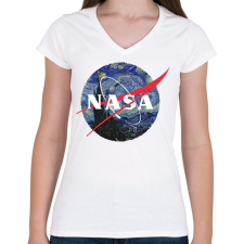 PRINTFASHION NASA (Van Gogh) - Női V-nyakú póló - Fehér női póló