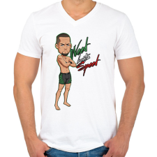 PRINTFASHION Nate Diaz - Férfi V-nyakú póló - Fehér férfi póló