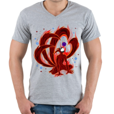 PRINTFASHION Naturo Kyuubi mode - Férfi V-nyakú póló - Sport szürke férfi póló